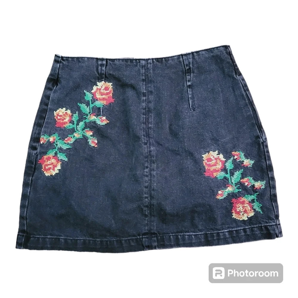 💕Top‎ shop moto cross stitch mini skirt